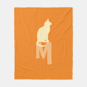 Cute Funny Cat Monogram Blanket