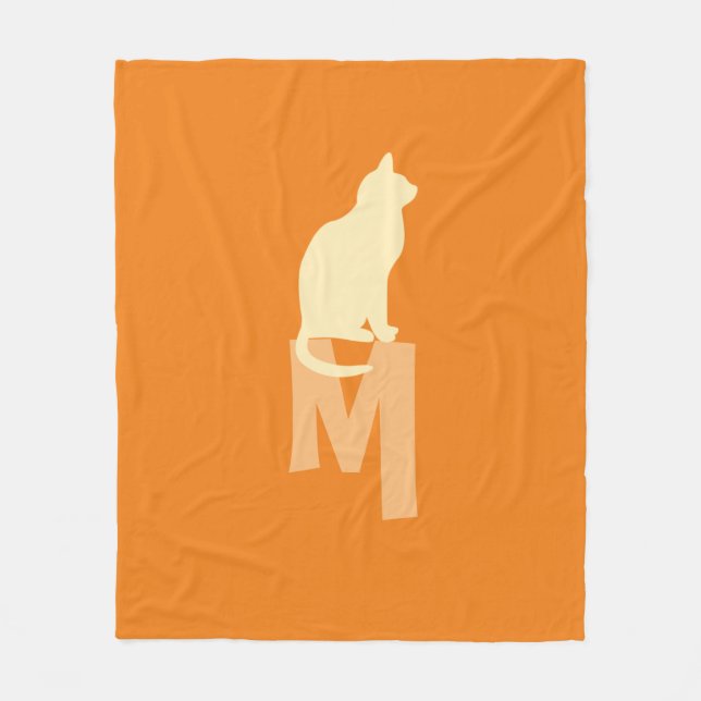 Cute  Funny Cat Monogram Blanket (Front)