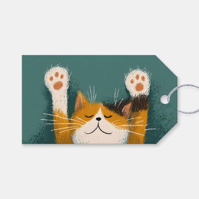 Cute Funny Cat Nap Gift Tags (Front (Horizontal))