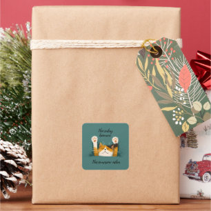 Cute Funny Cat Nap Square Sticker
