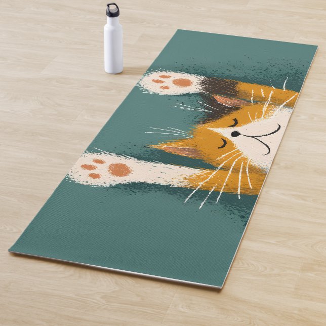 Cute Funny Cat Nap Yoga Mat (In Situ)