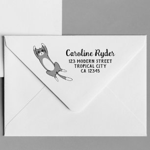 Cute Funny Cat Personalised Rubber Stamp