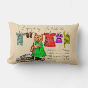 Cute Funny Cat Pet Animal Laundry Schedule Lumbar Cushion