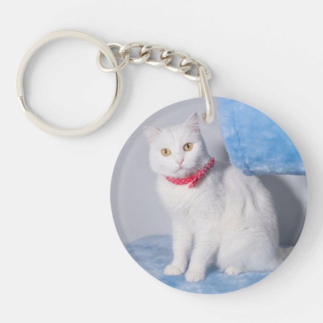Cute Funny cat Photo Key Ring (Front)