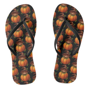 CUTE FUNNY CAT PUMPKIN THONGS