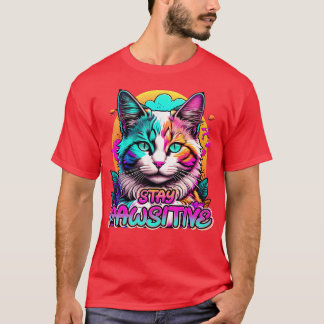 Cute Funny Cat Stay Pawsitive T-Shirt