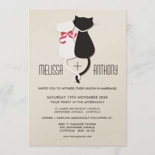 Cute Funny Cats Bride Groom Wedding Invitation