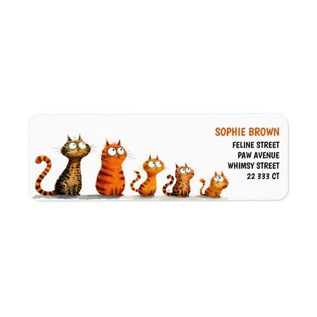 Cute Funny Cats Quirky Cat Lover Return Address  Label (Front)