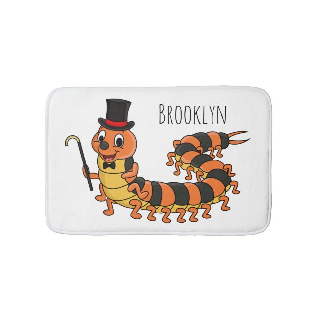 Cute funny centipede cartoon illustration  bath mat (Front)