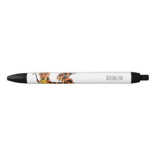 Cute funny centipede cartoon illustration black ink pen
