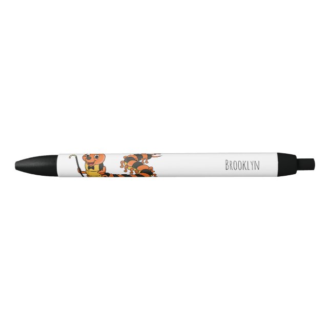 Cute funny centipede cartoon illustration black ink pen (Front)