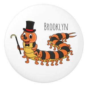 Cute funny centipede cartoon illustration  ceramic knob