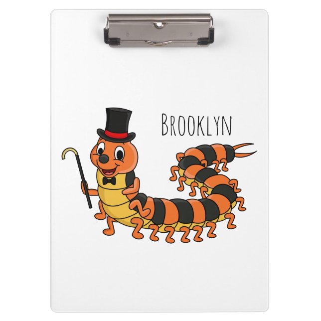 Cute funny centipede cartoon illustration  clipboard (Front)