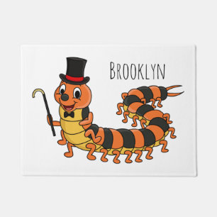 Cute funny centipede cartoon illustration doormat