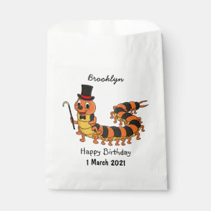Cute funny centipede cartoon illustration favour bag