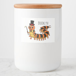 Cute funny centipede cartoon illustration food label