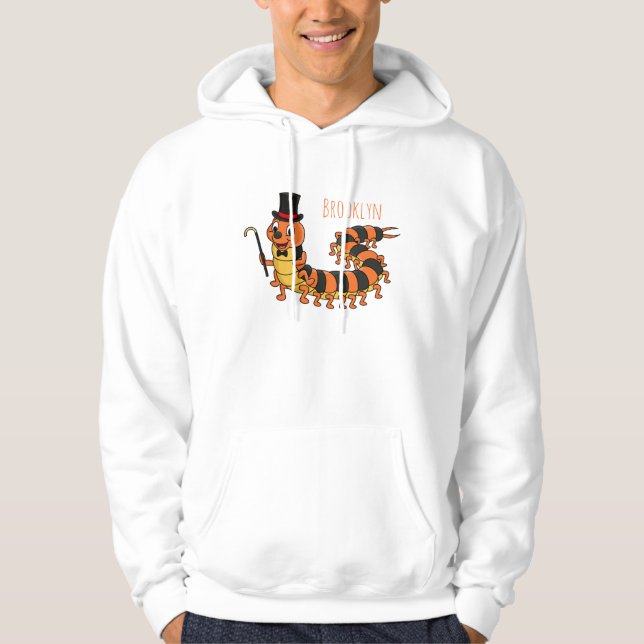 Cute funny centipede cartoon illustration hoodie (Front)