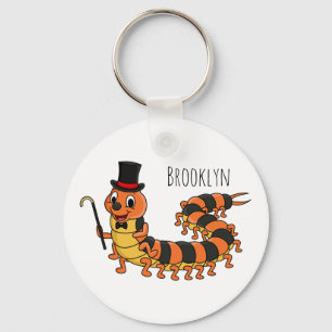 Cute funny centipede cartoon illustration key ring