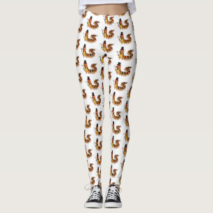 Cute funny centipede cartoon illustration leggings