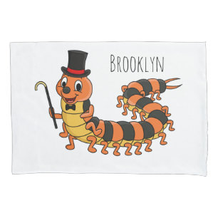 Cute funny centipede cartoon illustration pillowcase