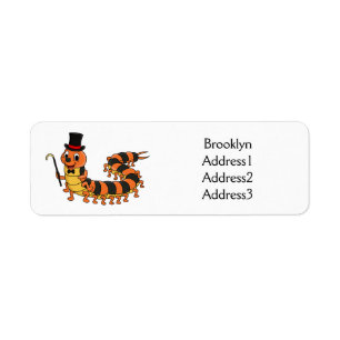Cute funny centipede cartoon illustration return address label
