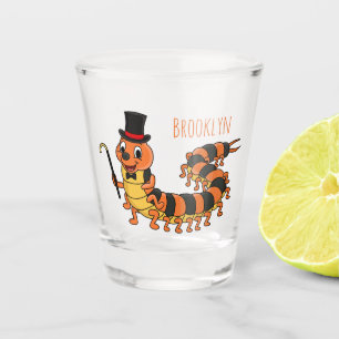 Cute funny centipede cartoon illustration shot glass