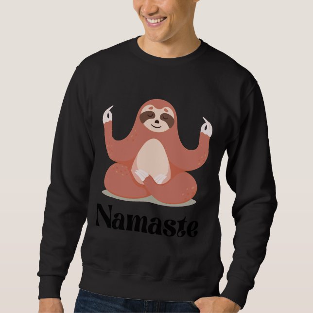 Cute Funny Cheesy Sloth Yoga Namaste Clip Art Desi Sweatshirt (Front)