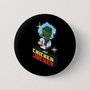 Cute Funny Chicken Jockey Pixel Graphic Riding Gam 6 Cm Round Badge