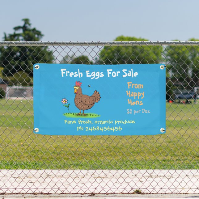 Cute funny chickens cartoon eggs for sale sign (Insitu)