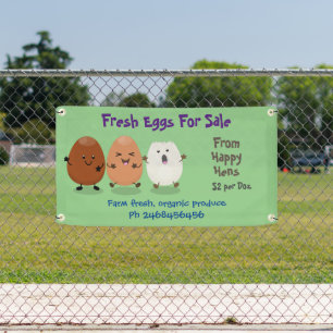Cute funny chickens cartoon eggs for sale sign