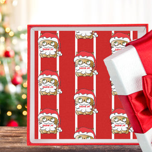 Cute Funny Christmas Cartoon Cat Personalised Bold Tissue Paper