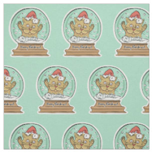 Cute Funny Christmas Cat custom fabric