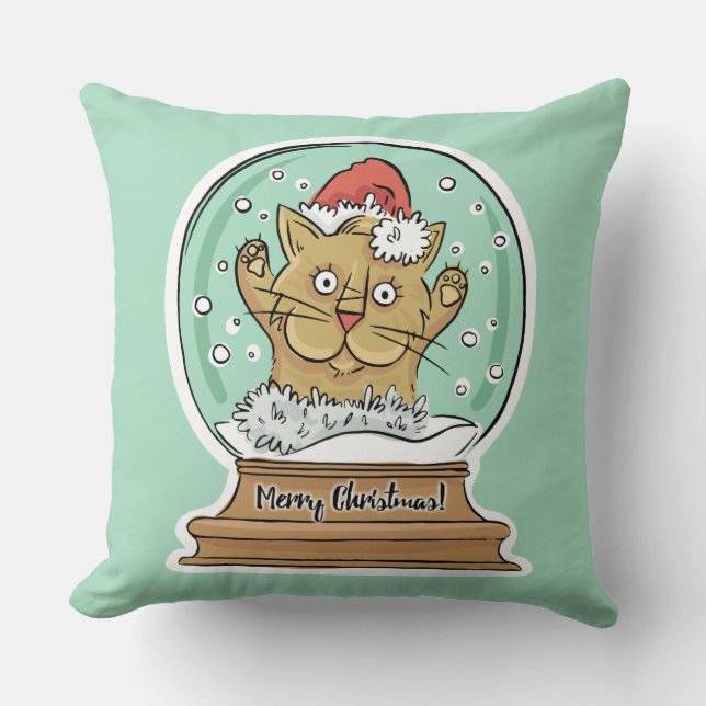 Cute Funny Christmas Cat throw pillows (Front)