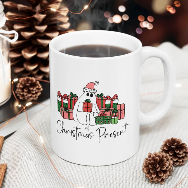Cute Funny Christmas Coffee Mug (Colorful Simple Unique Humor Ghost Funny Christmas Coffee Mug)