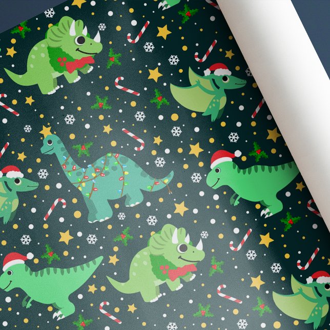 Cute Funny Christmas Dinosaurs Wrapping Paper (Creator Uploaded)