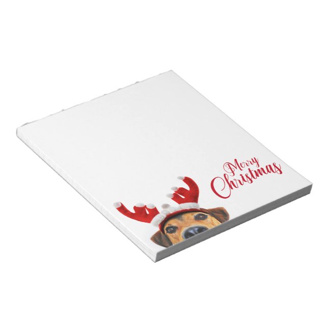Cute Funny Christmas Dog Reindeer Antler Headband Notepad (Angled)