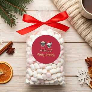 Cute Funny Christmas Holiday Merry Pugmas Classic Round Sticker