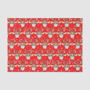 Cute Funny Christmas Reindeer Wearing Face Mask Tissue Paper