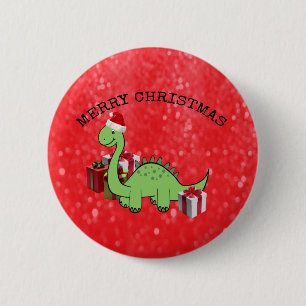 Cute funny Christmas Santa dinosaur 6 Cm Round Badge