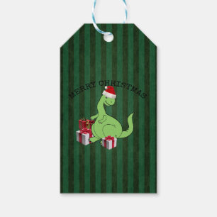 Cute funny Christmas Santa dinosaur Gift Tags