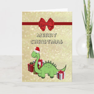 Cute funny  Christmas Santa dinosaur Holiday Card