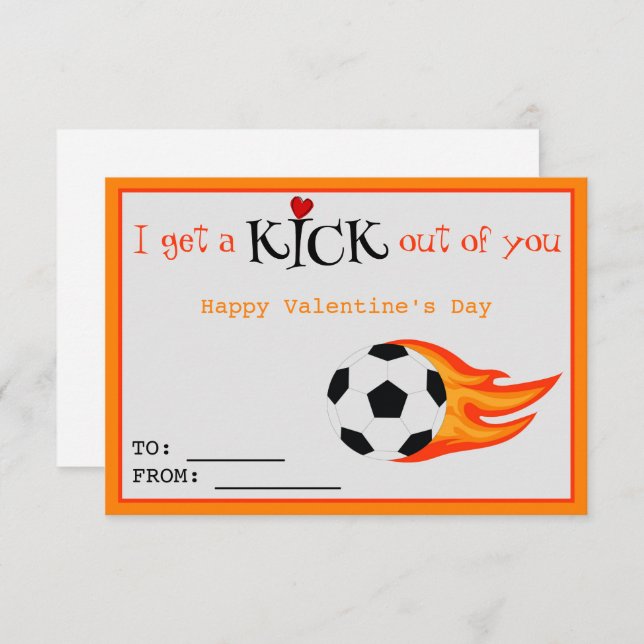 Cute Funny Class Card Valentine's Soccer Love Kids (Front/Back)