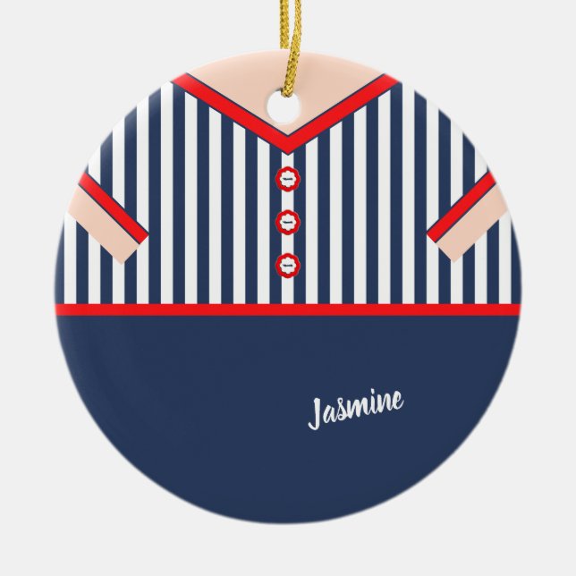 Cute Funny Clown Suit Caricature Personalised Ceramic Ornament (Front)