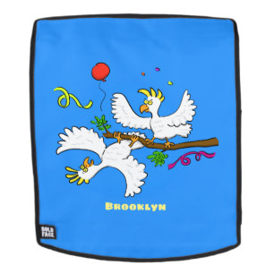 Cute funny cockatoo birds cartoon backpack