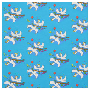 Cute funny cockatoo birds cartoon fabric