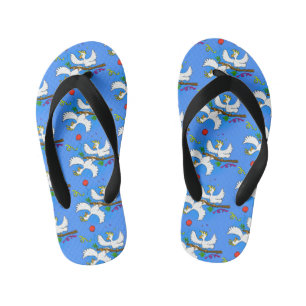 Cute funny cockatoo birds cartoon kid's thongs
