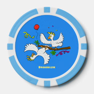 Cute funny cockatoo birds cartoon poker chips