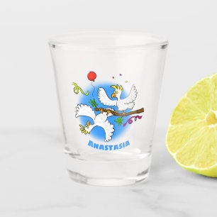 Cute funny cockatoo birds cartoon shot glass