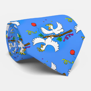 Cute funny cockatoo birds cartoon tie