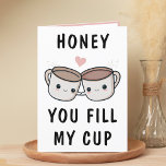Cute Funny Coffee Cup Spouse Happy Birthday Thank You Card<br><div class="desc">Looking for a unique way to express your love and humour to your romantic partner? Our funny coffee cup greeting card is the perfect choice for your husband or wife on his or her birthday! Customise it by adding your own personal message. Design features two cute coffee cups holding hands....</div>